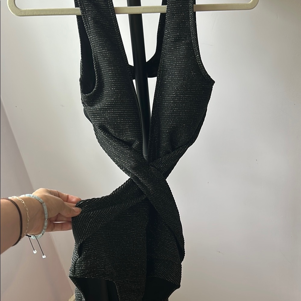 Cupshe Black Glitter Twist Dress